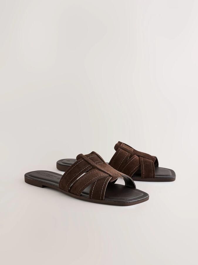 Next Dames Forever Comfort muilsandalen met stiksels en extra brede pasvorm Bruin - Foto 5