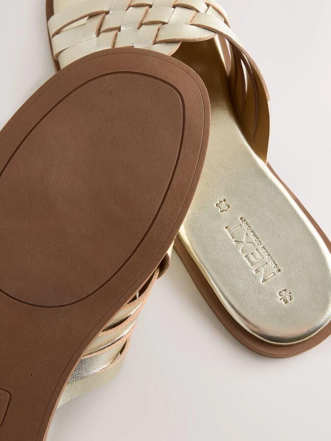 Next Dames Forever Comfort geweven muilsandalen Goud - Foto 5