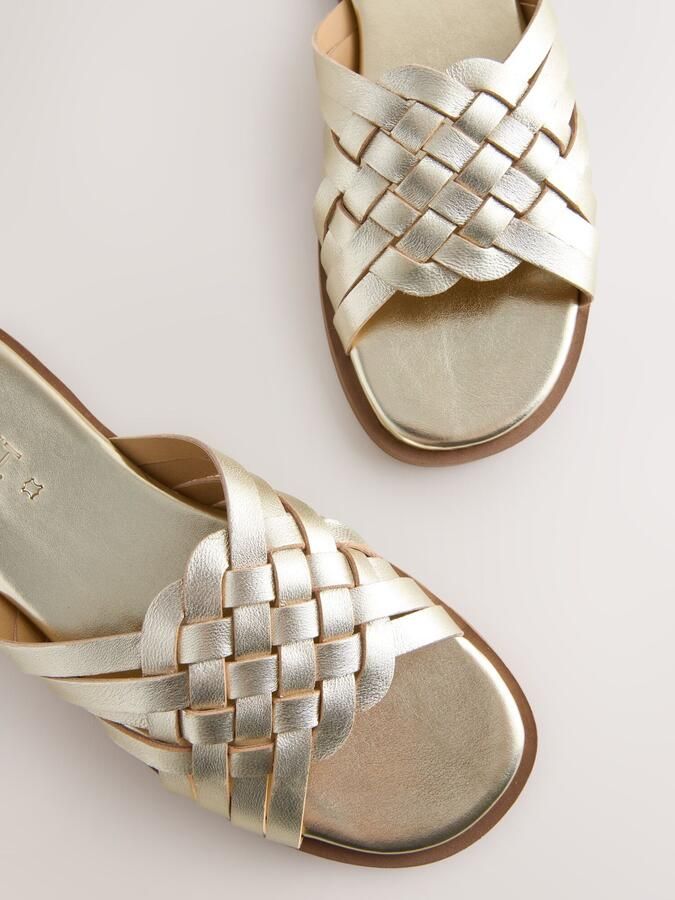Next Dames Forever Comfort geweven muilsandalen Goud - Foto 6