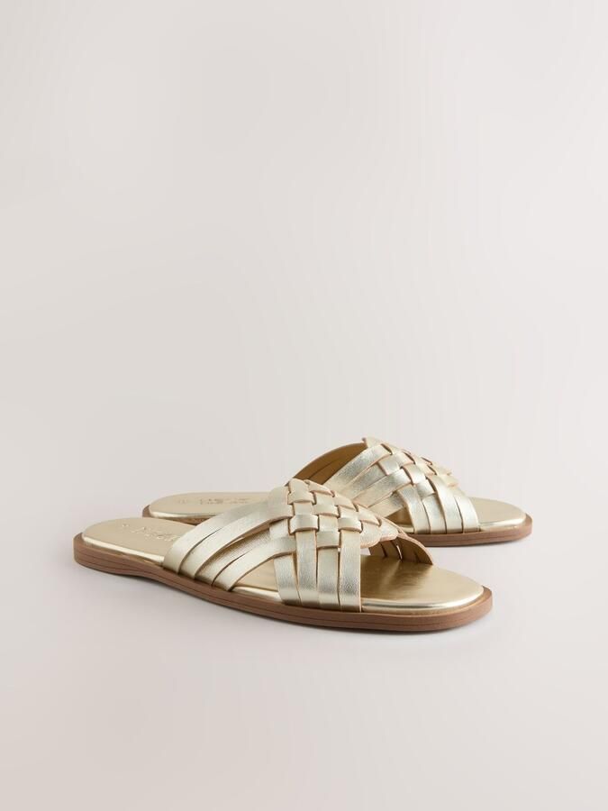 Next Dames Forever Comfort geweven muilsandalen Goud - Foto 3