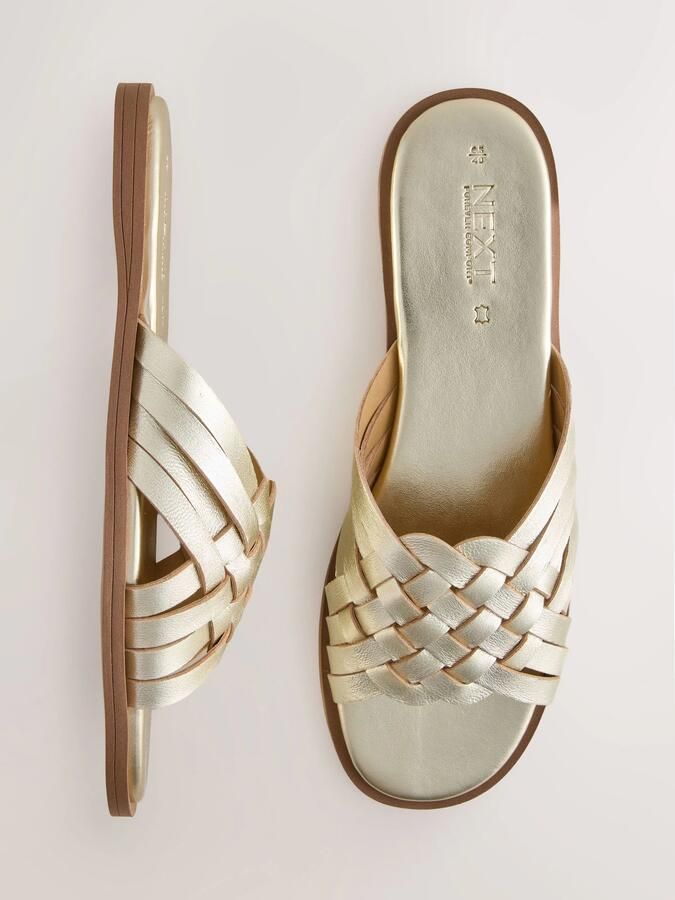 Next Dames Forever Comfort geweven muilsandalen Goud - Foto 4