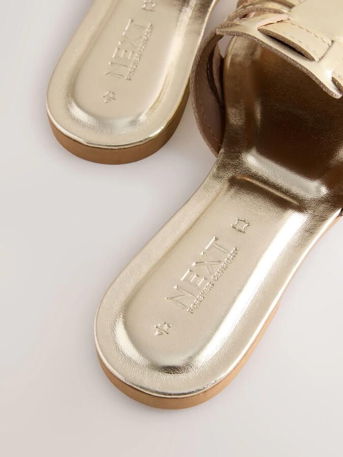 Next Dames Forever Comfort muilsandalen met stiksels Goud - Foto 6