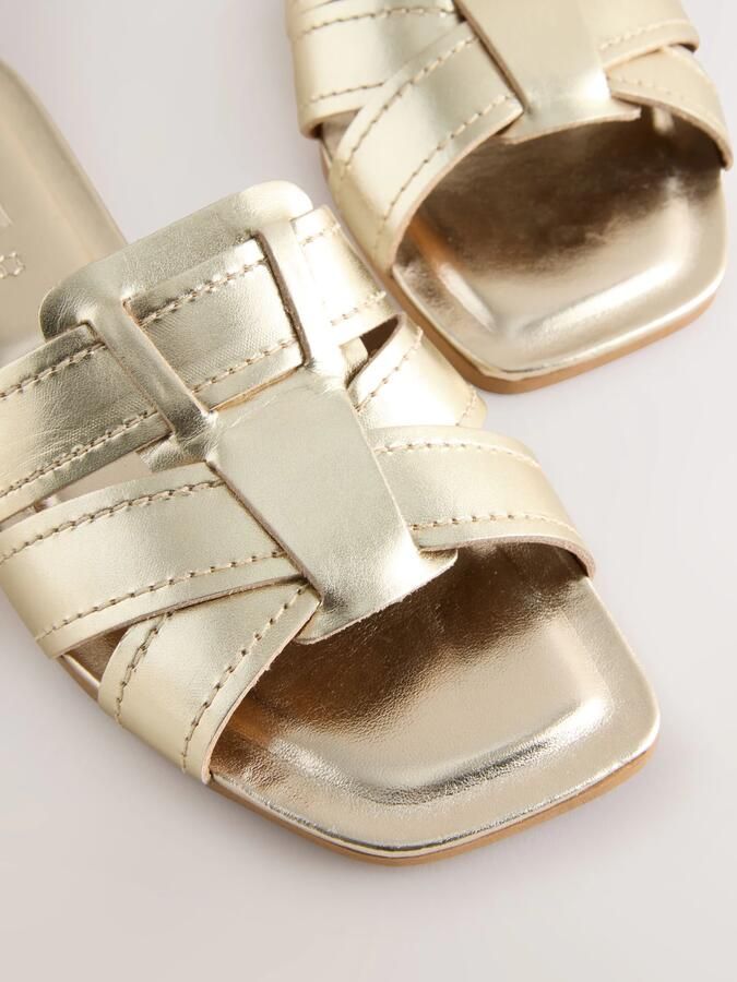 Next Dames Forever Comfort muilsandalen met stiksels Goud - Foto 5