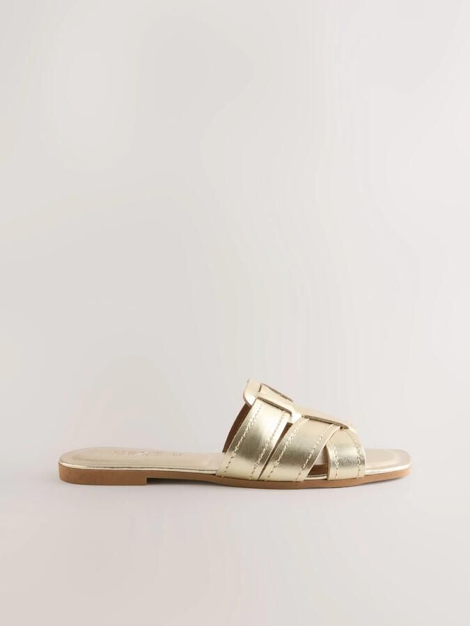 Next Dames Forever Comfort muilsandalen met stiksels Goud - Foto 2