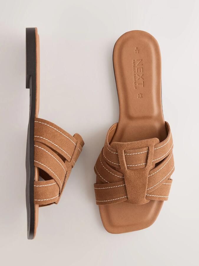 Next Dames Forever Comfort muilsandalen met stiksels Bruin - Foto 2