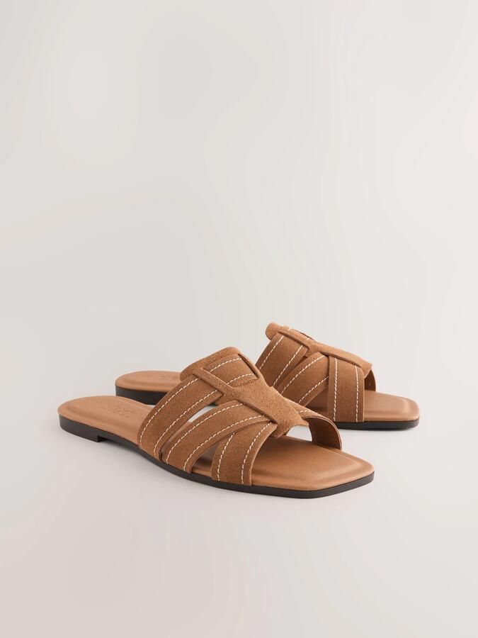 Next Dames Forever Comfort muilsandalen met stiksels Bruin - Foto 3