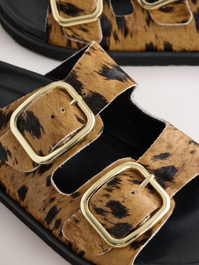 Next Dames Forever Comfort sandalen met voetbed en dubbele bandjes Bruin - Foto 2