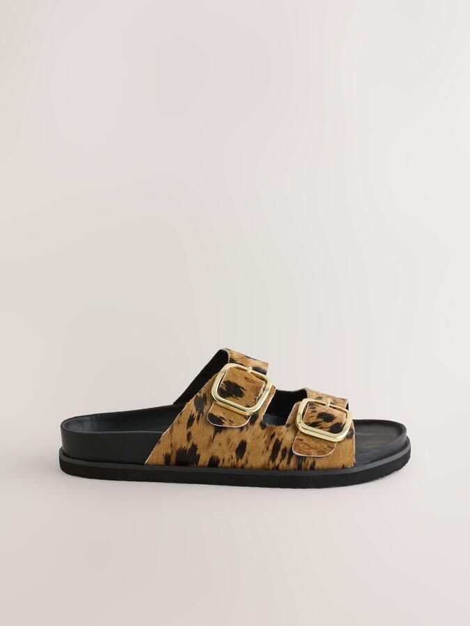 Next Dames Forever Comfort sandalen met voetbed en dubbele bandjes Bruin - Foto 4