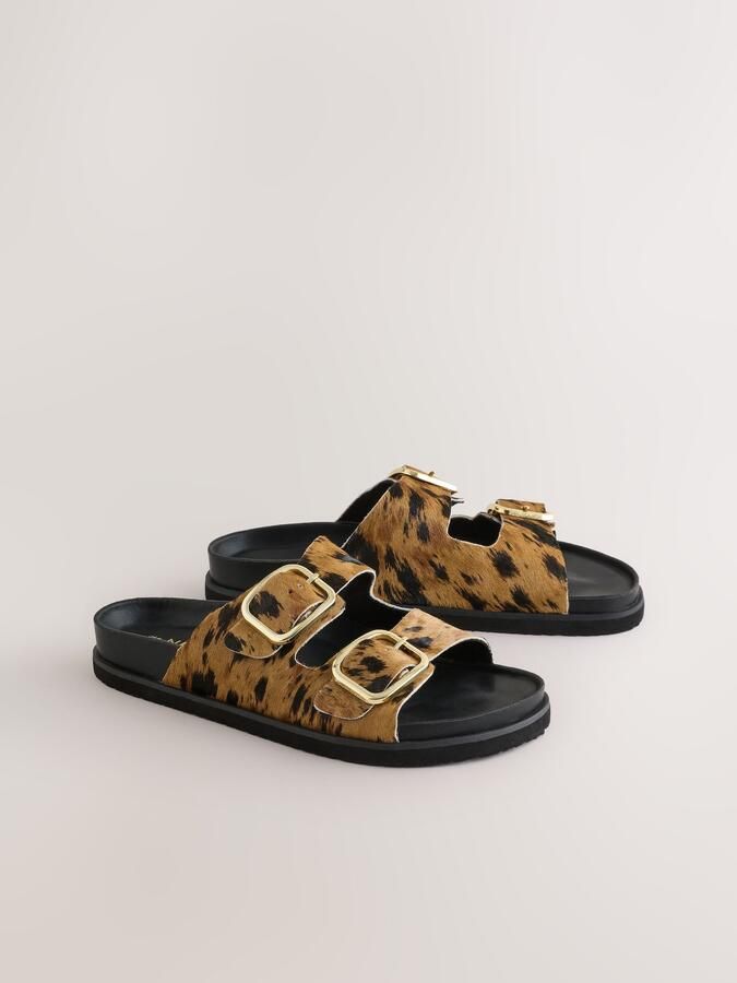 Next Dames Forever Comfort sandalen met voetbed en dubbele bandjes Bruin - Foto 5