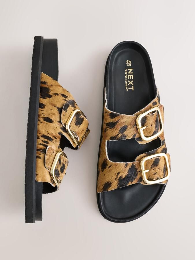 Next Dames Forever Comfort sandalen met voetbed en dubbele bandjes Bruin - Foto 6