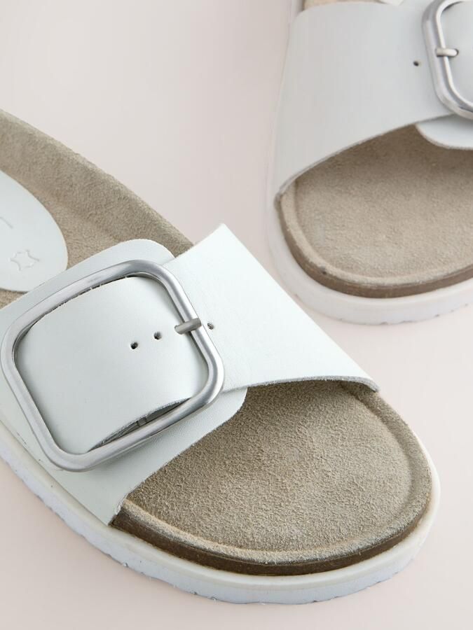 Next Dames Sandalen met enkele bandjes en voetbed Wit - Foto 2