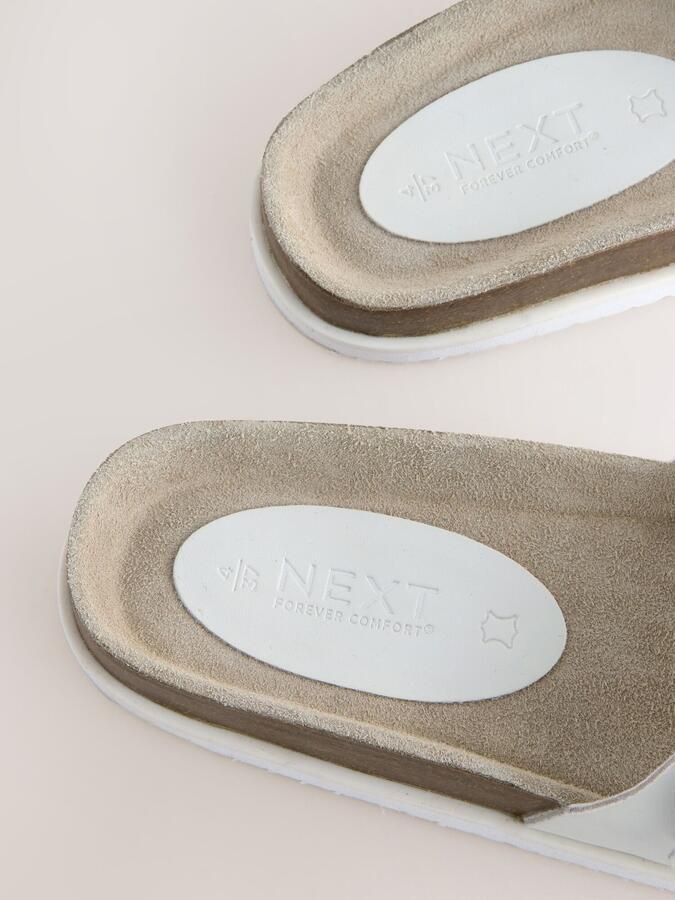 Next Dames Sandalen met enkele bandjes en voetbed Wit - Foto 3