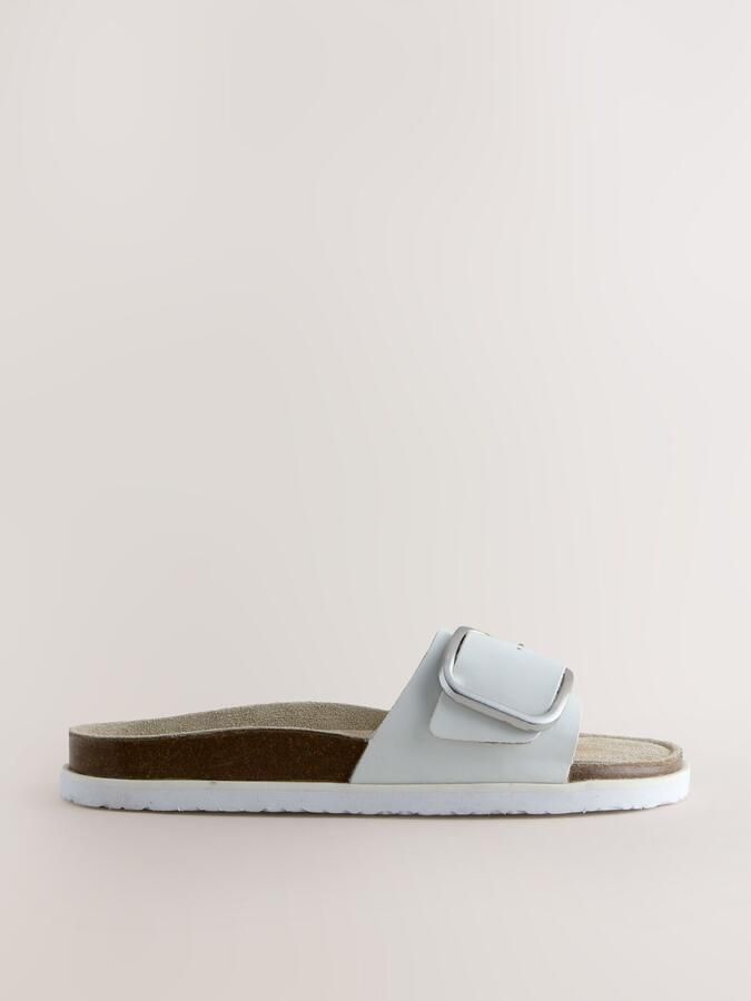 Next Dames Sandalen met enkele bandjes en voetbed Wit - Foto 5