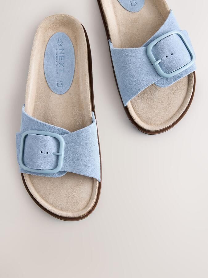Next Dames Sandalen met enkele bandjes en voetbed Blauw - Foto 3