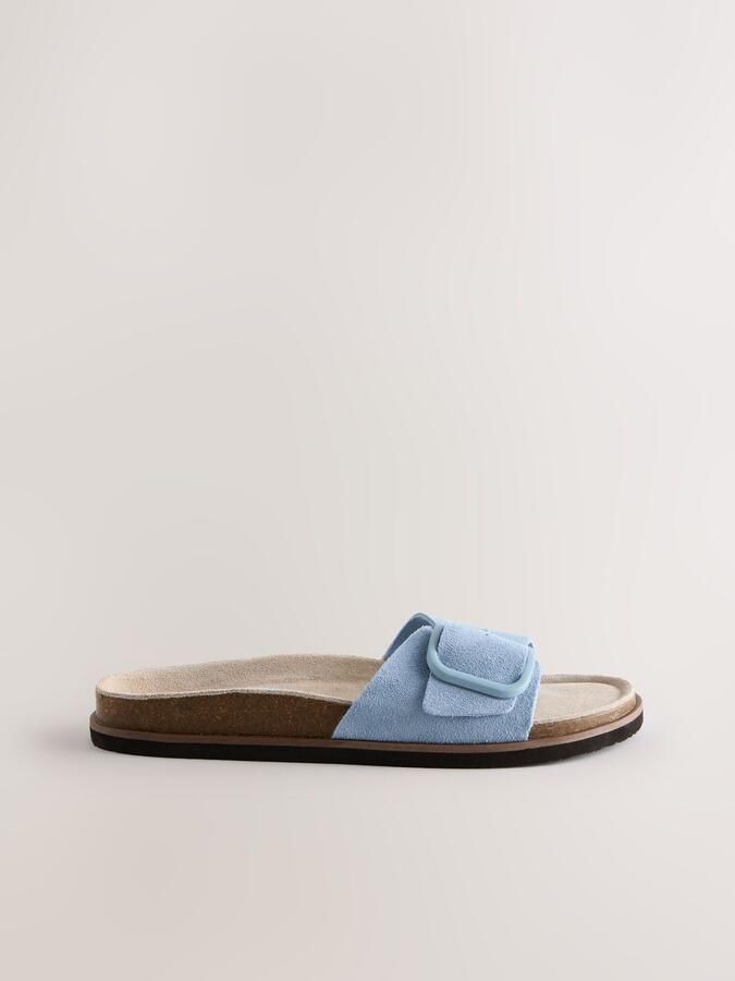 Next Dames Sandalen met enkele bandjes en voetbed Blauw - Foto 4