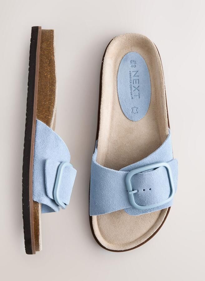 Next Dames Sandalen met enkele bandjes en voetbed Blauw - Foto 6