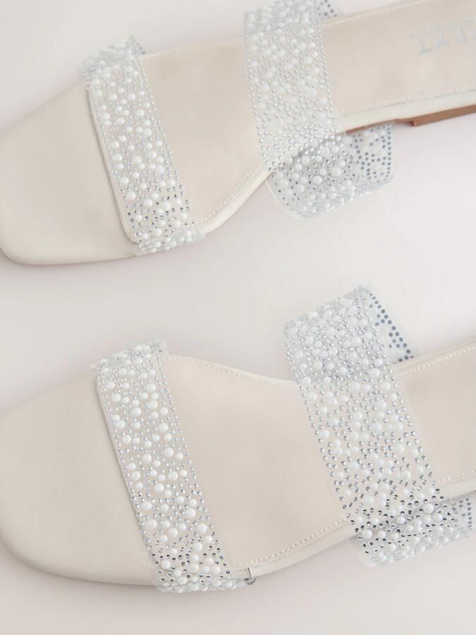 Next Dames Forever Comfort sandalen met pareldetail Wit - Foto 3