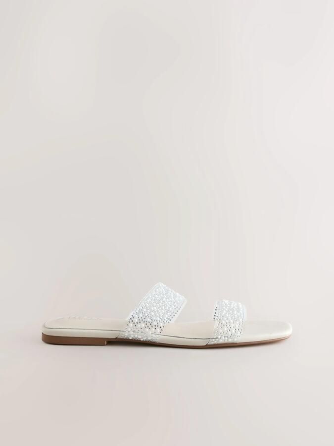 Next Dames Forever Comfort sandalen met pareldetail Wit - Foto 4