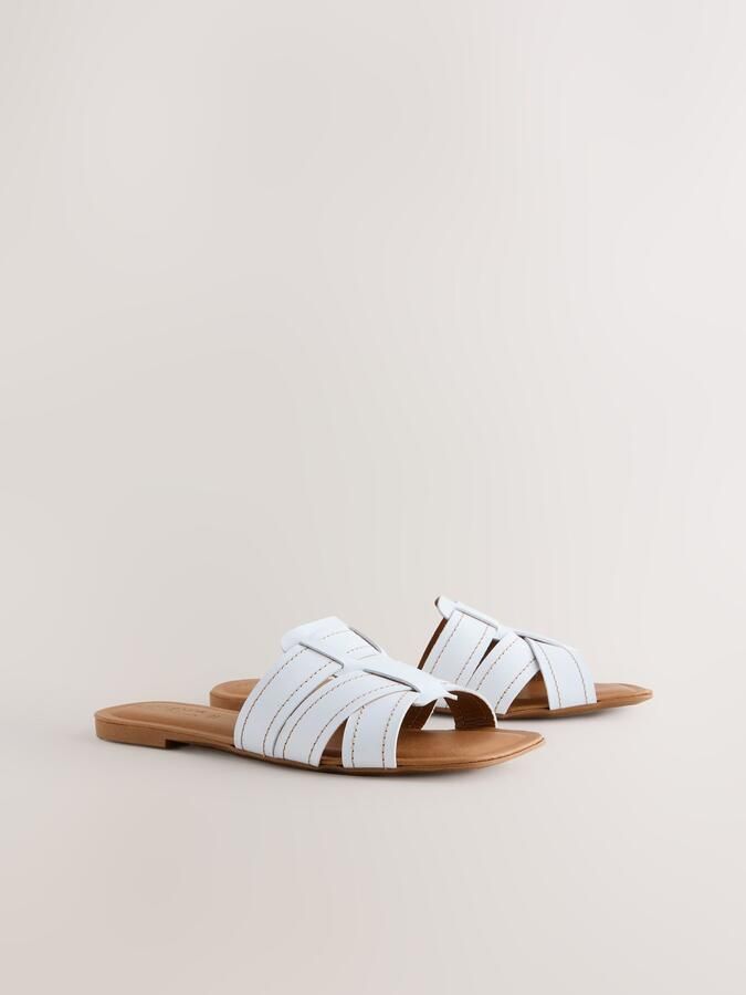 Next Dames Forever Comfort muilsandalen met stiksels Wit - Foto 2