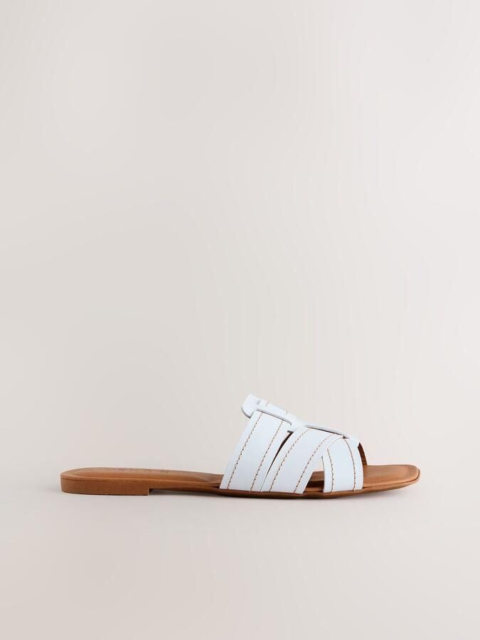 Next Dames Forever Comfort muilsandalen met stiksels Wit - Foto 3