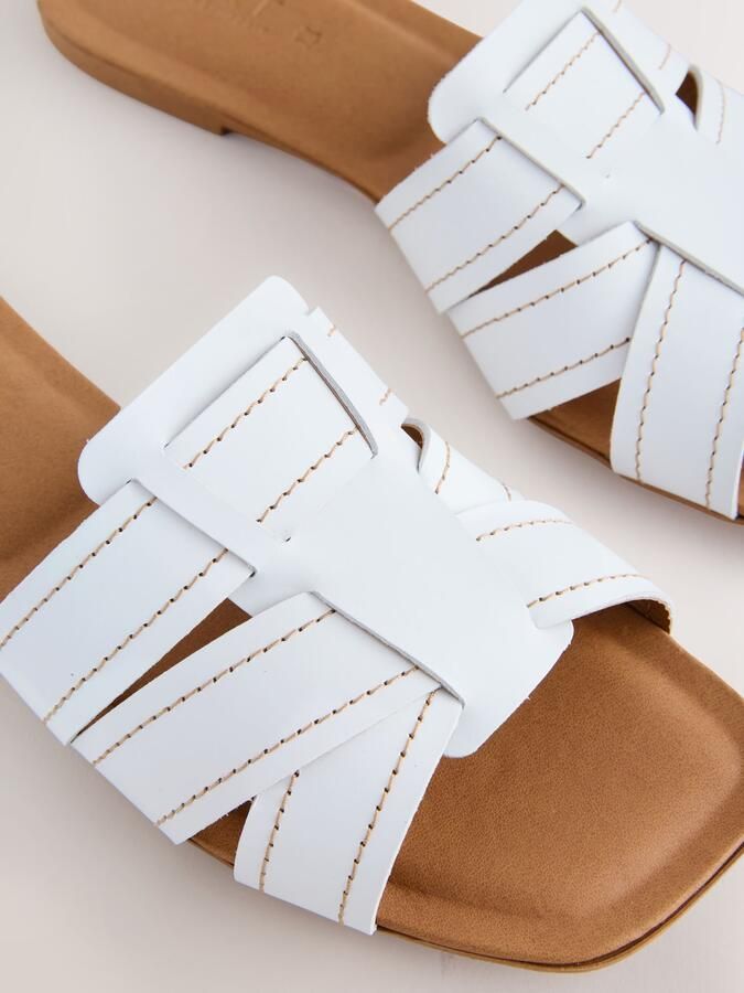 Next Dames Forever Comfort muilsandalen met stiksels Wit - Foto 5