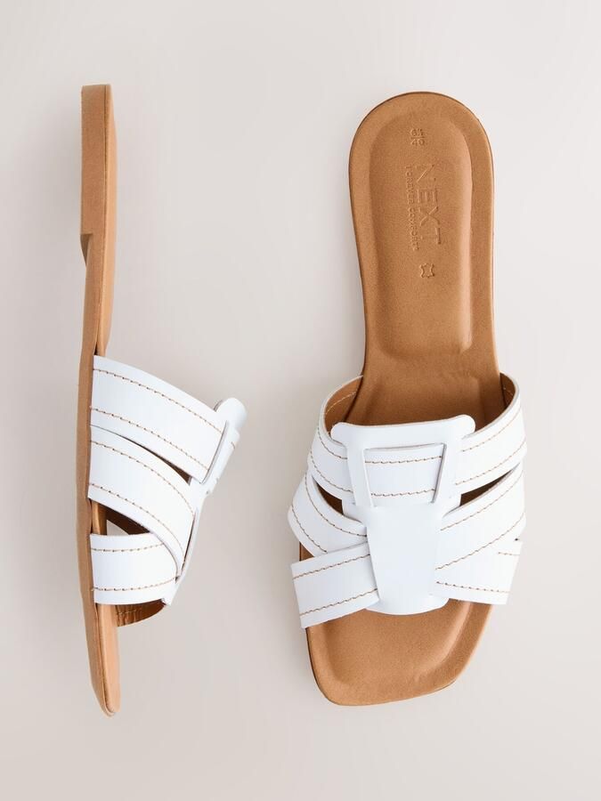 Next Dames Forever Comfort muilsandalen met stiksels Wit - Foto 6