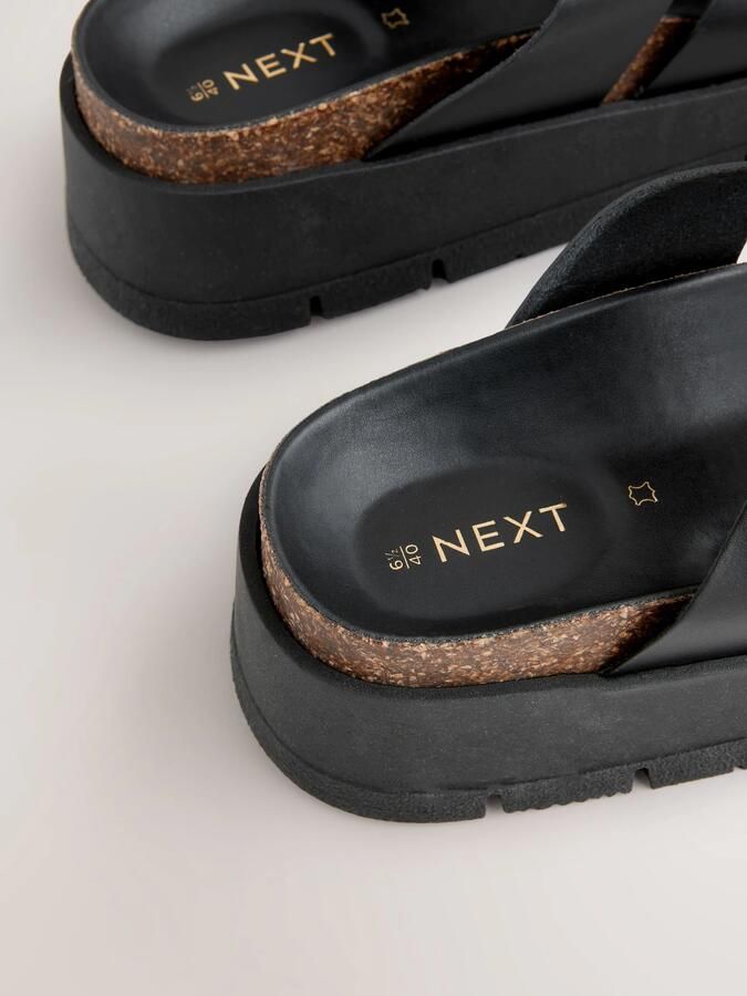 Next Dames Leren sandalen met gesp en bandjes Zwart - Foto 4