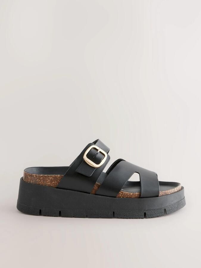 Next Dames Leren sandalen met gesp en bandjes Zwart - Foto 5