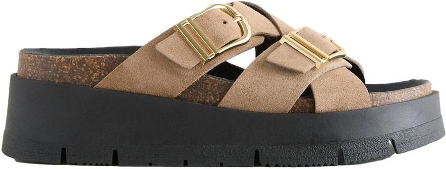 Next Dames Sandalen met plateauzool en dubbele gesp Bruin - Foto 2