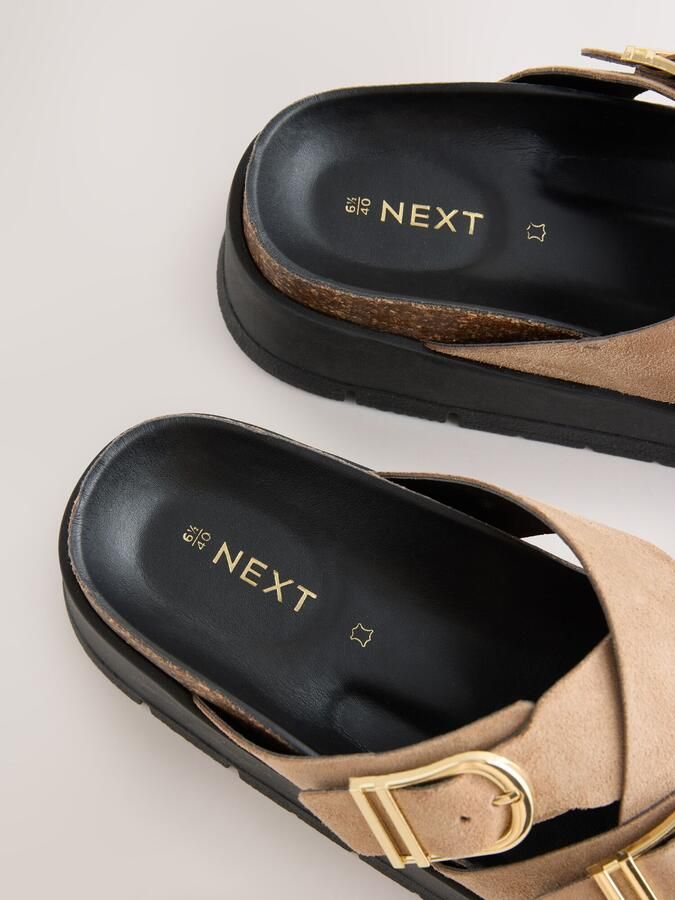 Next Dames Sandalen met plateauzool en dubbele gesp Bruin - Foto 4