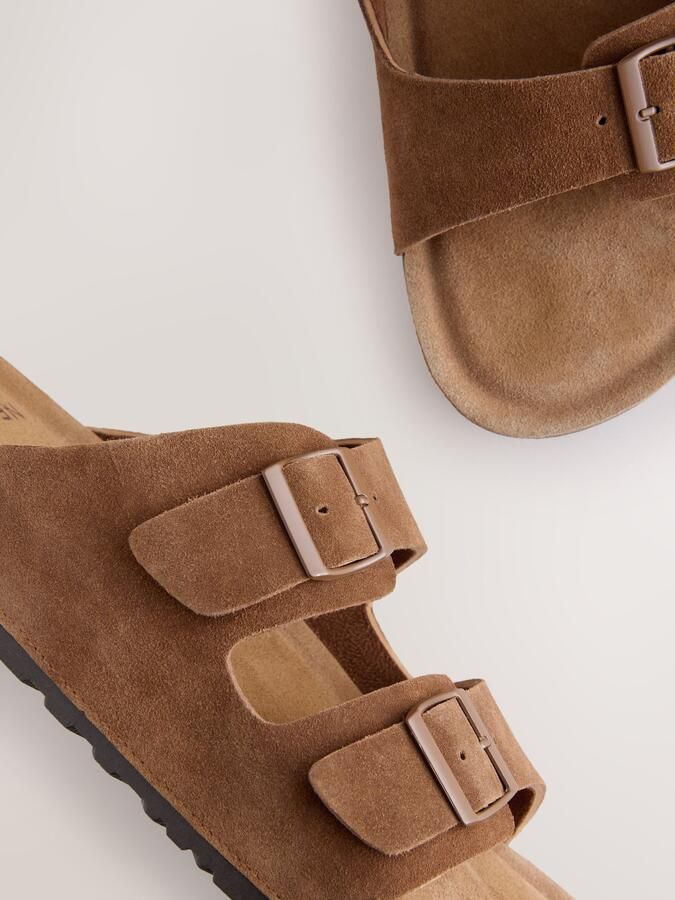 Next Heren Leren sandalen met twee gespen Bruin - Foto 4