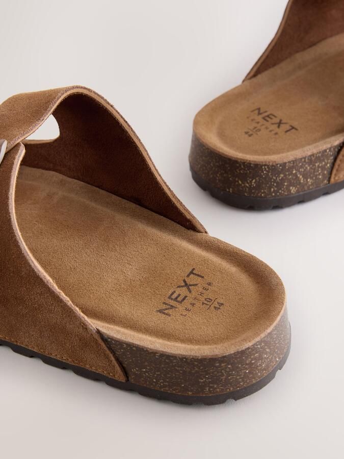 Next Heren Leren sandalen met twee gespen Bruin - Foto 6