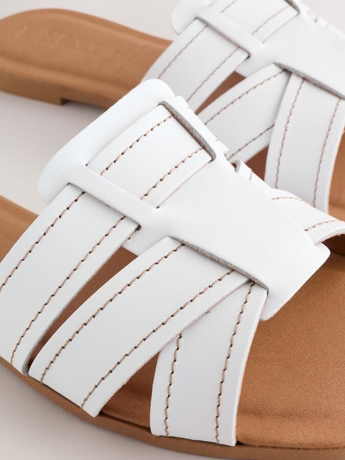 Next Dames Forever Comfort muilsandalen met stiksels en extra brede pasvorm Wit - Foto 2