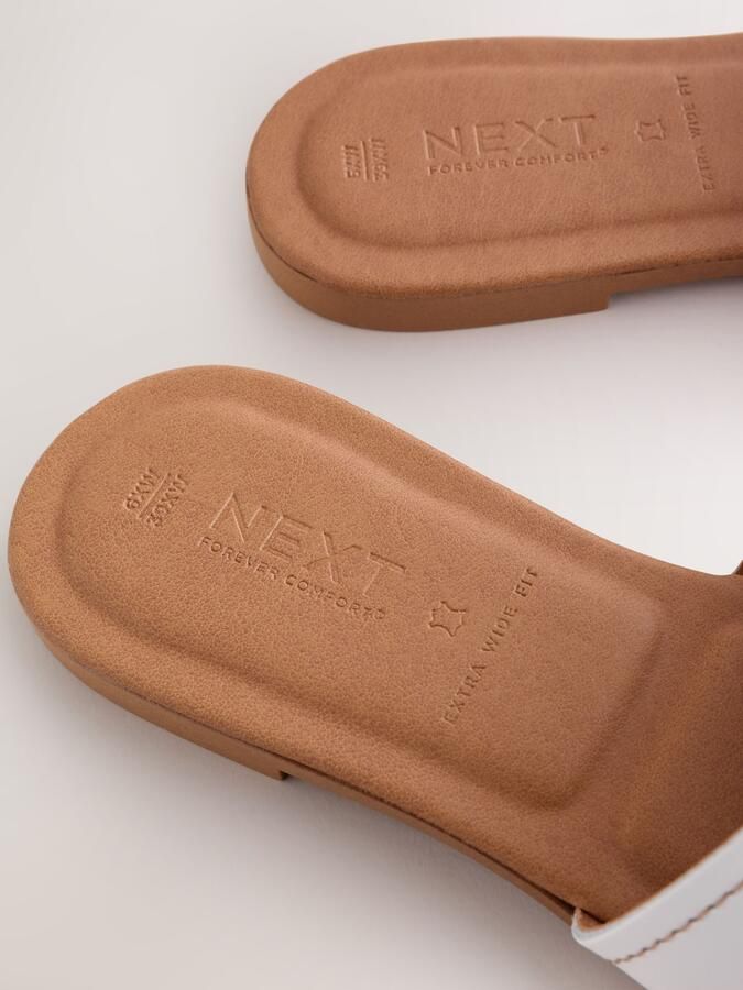 Next Dames Forever Comfort muilsandalen met stiksels en extra brede pasvorm Wit - Foto 3