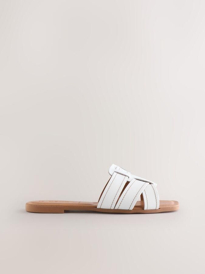 Next Dames Forever Comfort muilsandalen met stiksels en extra brede pasvorm Wit - Foto 4