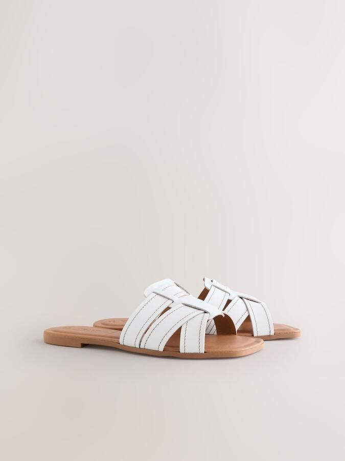 Next Dames Forever Comfort muilsandalen met stiksels en extra brede pasvorm Wit - Foto 5