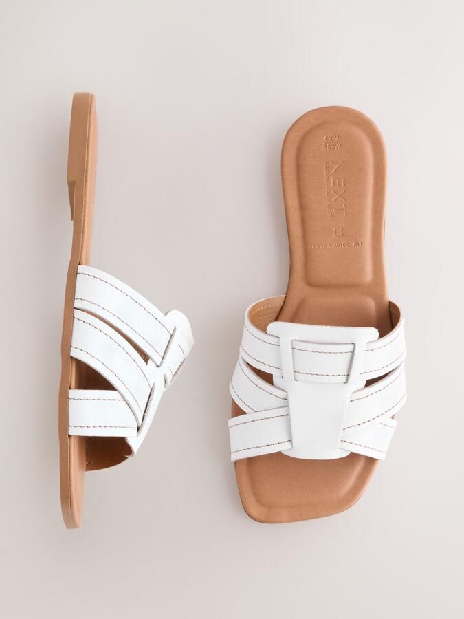 Next Dames Forever Comfort muilsandalen met stiksels en extra brede pasvorm Wit - Foto 6
