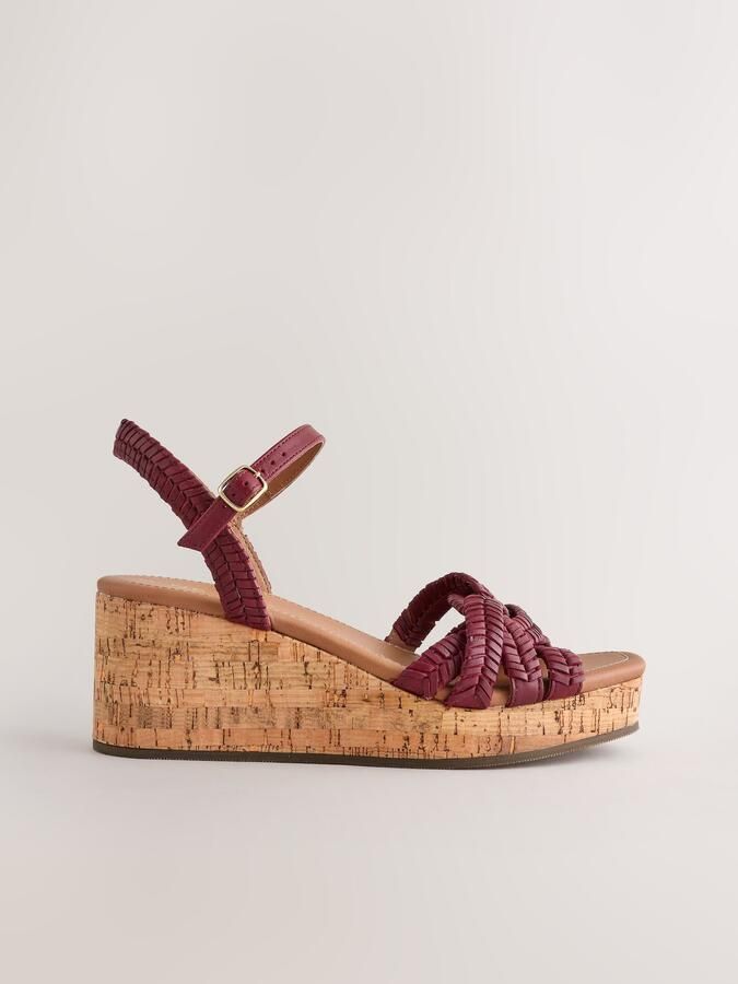 Next Dames Forever Comfort gevlochten leren sleehakken Rood - Foto 2