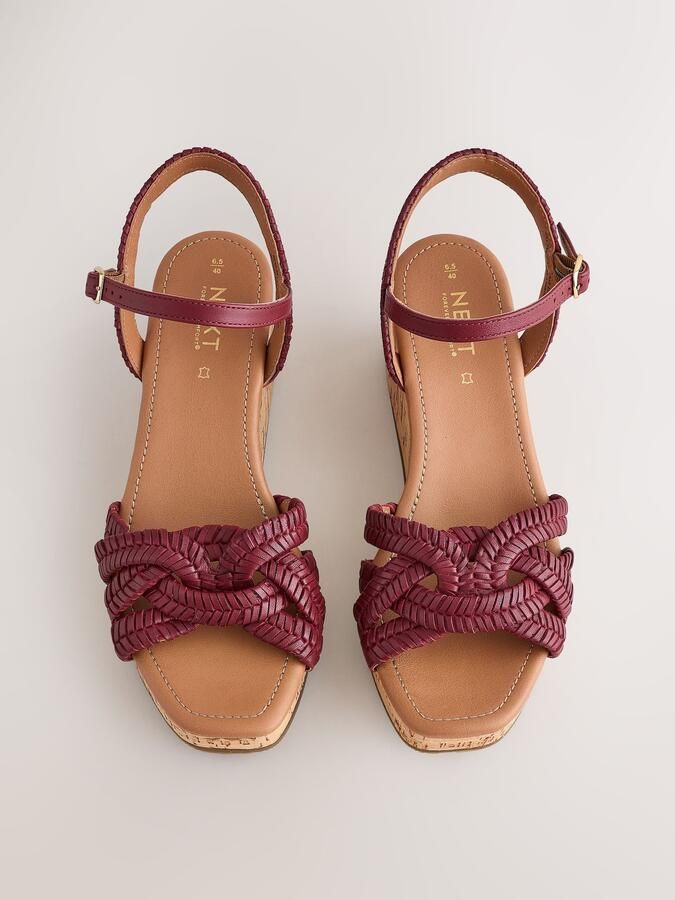 Next Dames Forever Comfort gevlochten leren sleehakken Rood - Foto 4