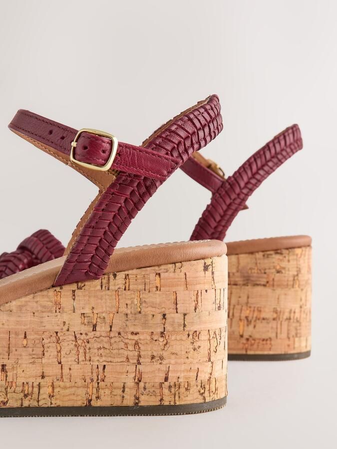 Next Dames Forever Comfort gevlochten leren sleehakken Rood - Foto 3
