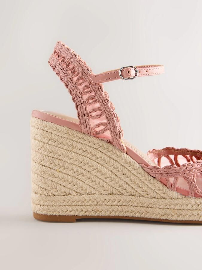 Next Dames Forever Comfort raffia sleehakken met open neus Roze - Foto 5