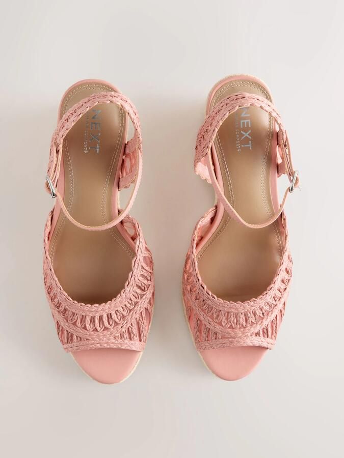 Next Dames Forever Comfort raffia sleehakken met open neus Roze - Foto 3