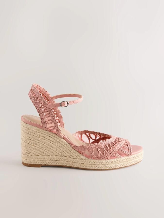 Next Dames Forever Comfort raffia sleehakken met open neus Roze - Foto 6