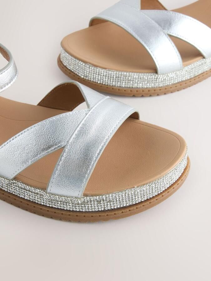 Next Dames Forever Comfort sandalen met kruisbandjes Zilver - Foto 3