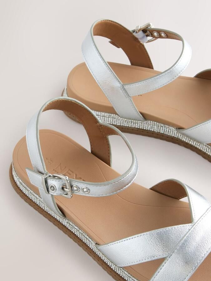 Next Dames Forever Comfort sandalen met kruisbandjes Zilver - Foto 4