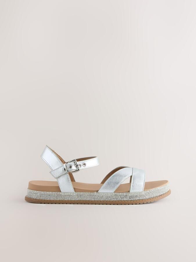 Next Dames Forever Comfort sandalen met kruisbandjes Zilver - Foto 5