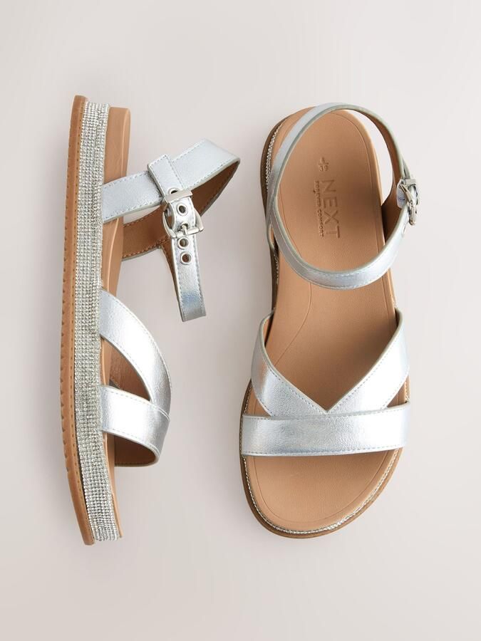 Next Dames Forever Comfort sandalen met kruisbandjes Zilver - Foto 2