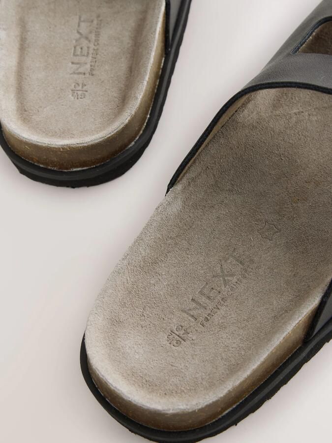 Next Dames Sandalen met twee bandjes voetbed en extra brede pasvorm Zwart - Foto 2