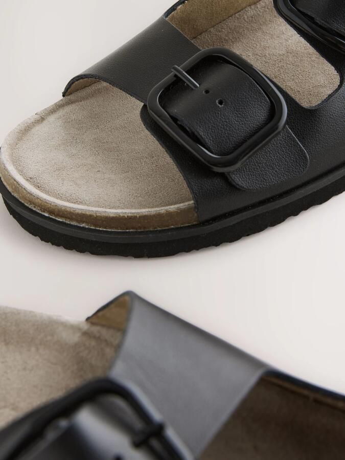 Next Dames Sandalen met twee bandjes voetbed en extra brede pasvorm Zwart - Foto 3