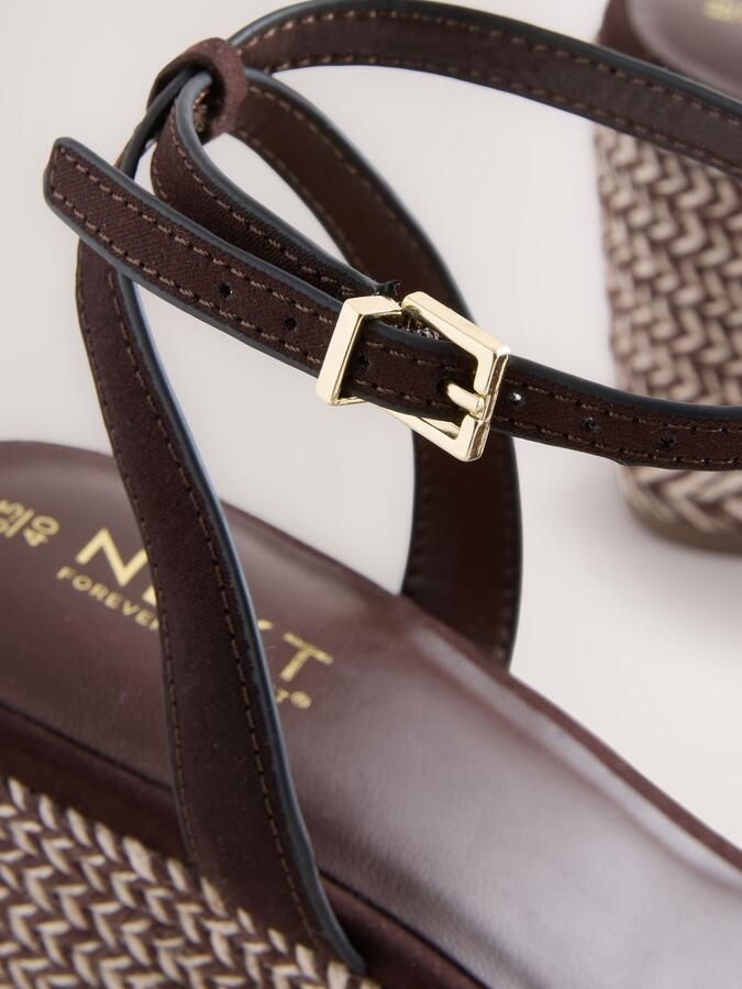 Next Dames Espadrilles met vierkante neus en sleehak Bruin - Foto 4